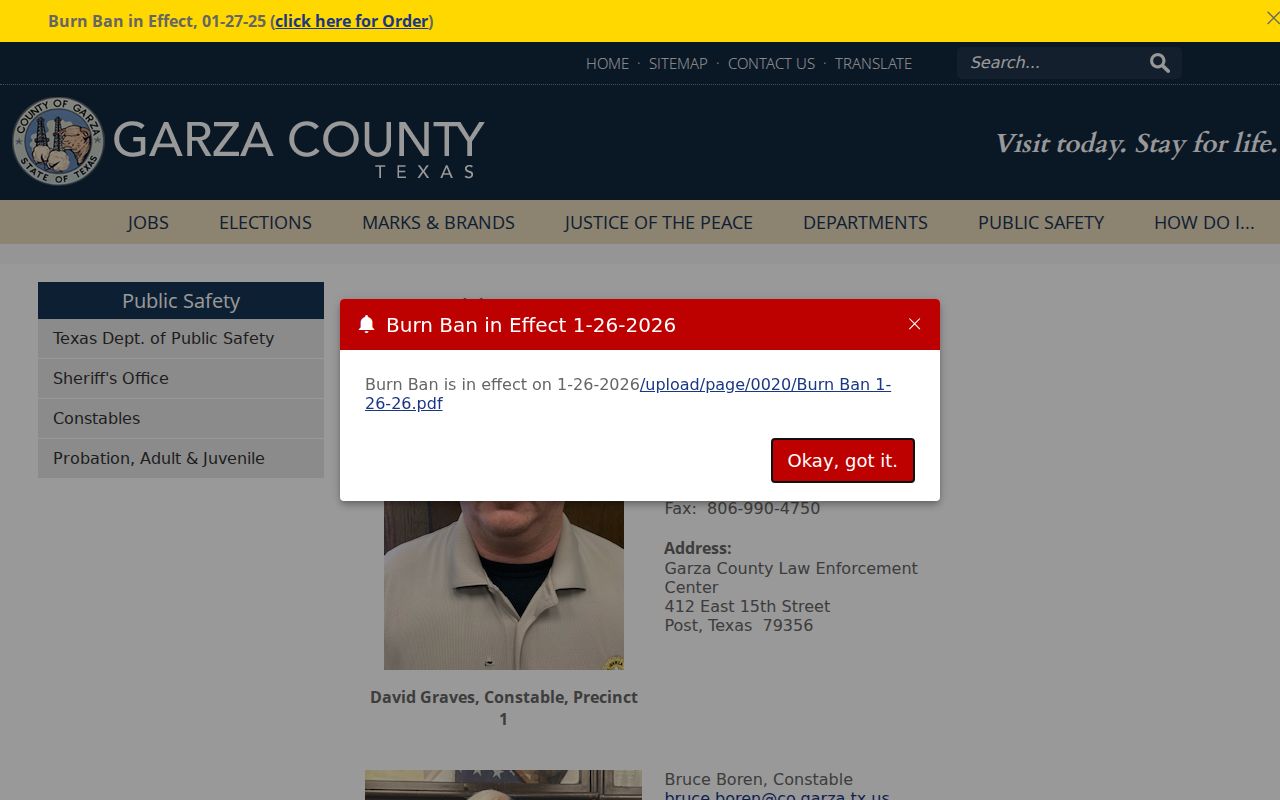 Garza County arrest report contacts for both constables