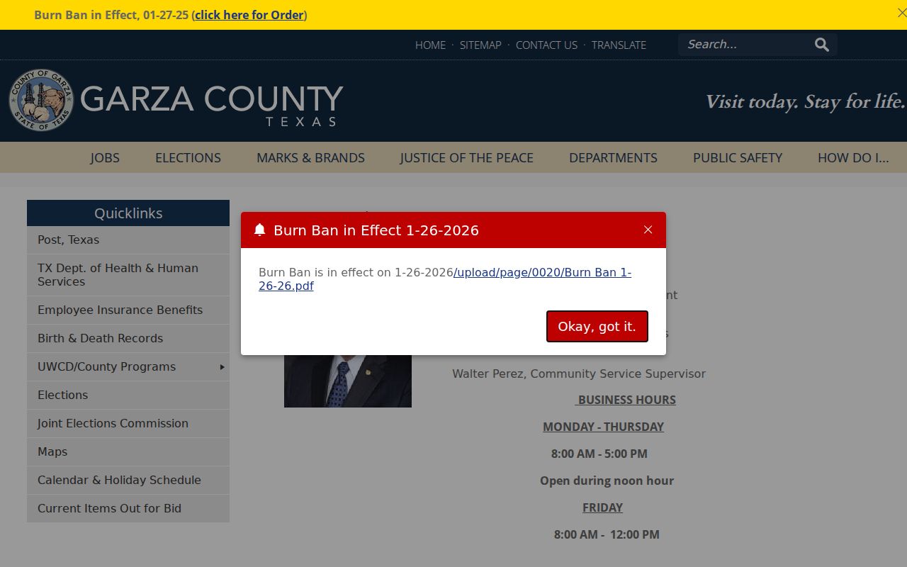 Garza County misdemeanor criminal court case records and County Court office