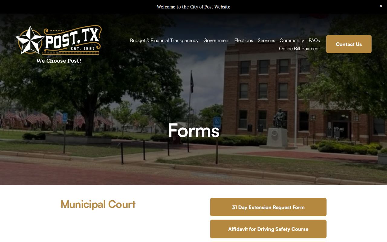 Post criminal record Municipal Court forms inventory