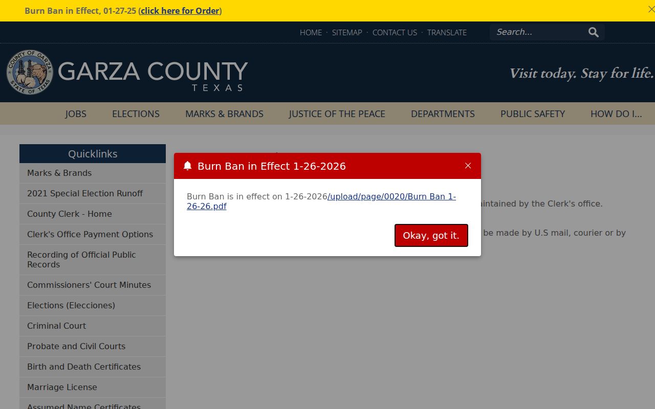 Garza County criminal court record request channels
