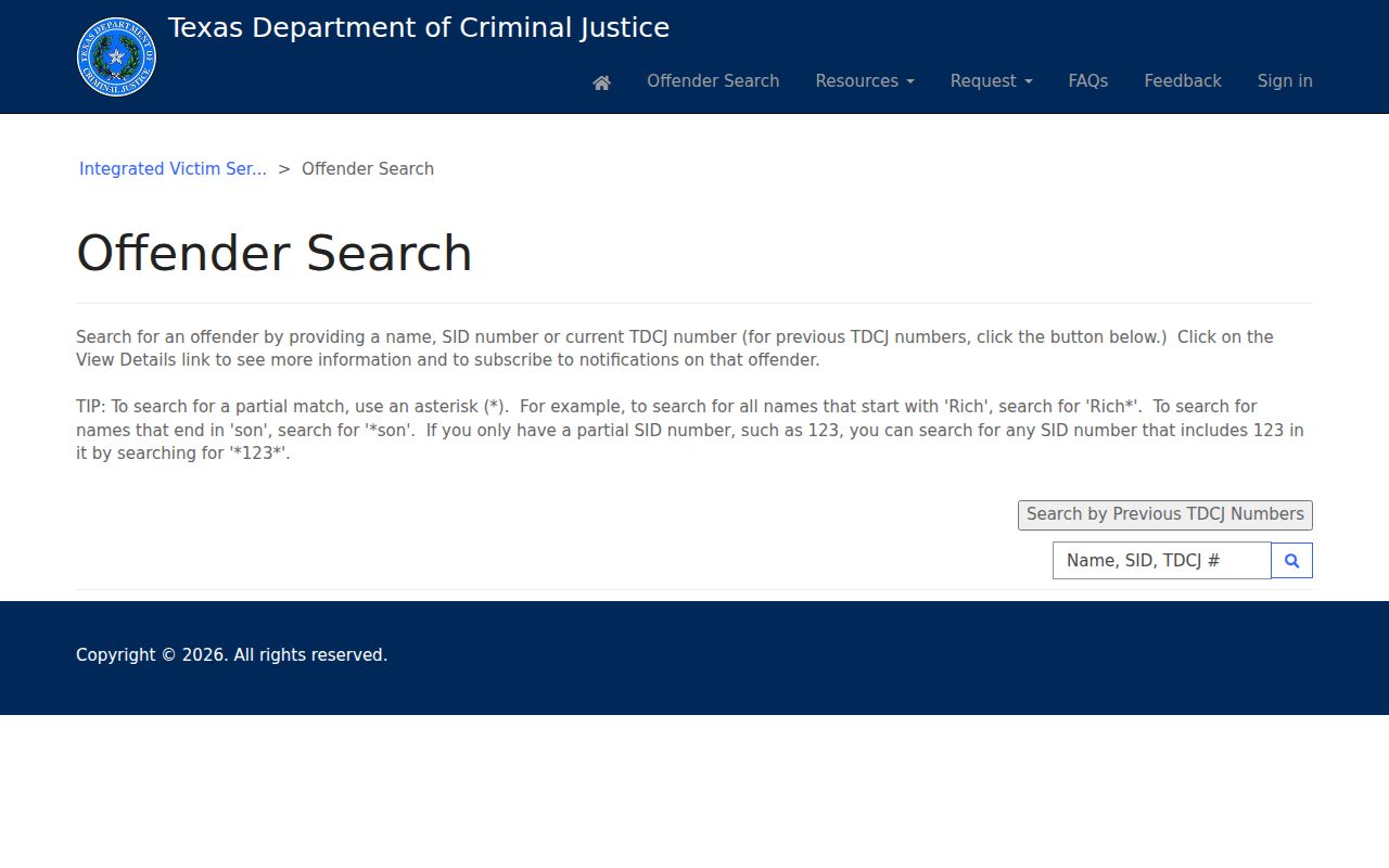Garza County criminal custody record search through TDCJ